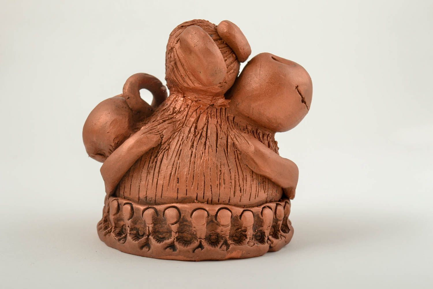 Salvadanaio fatto a mano di argilla souvenir scimmietta in ceramica originale foto 4