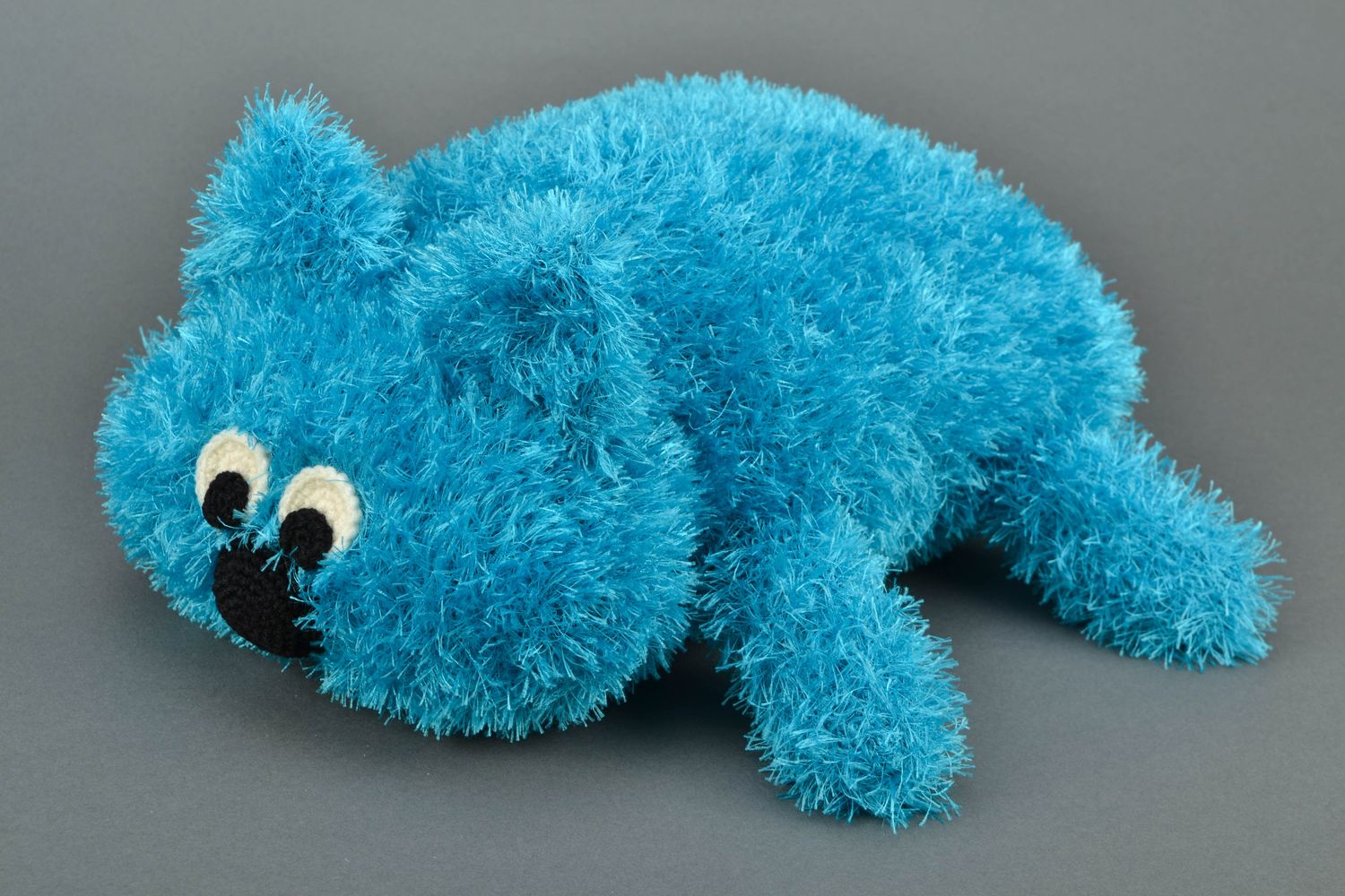 Almohada de peluche con forma de gato azul foto 1