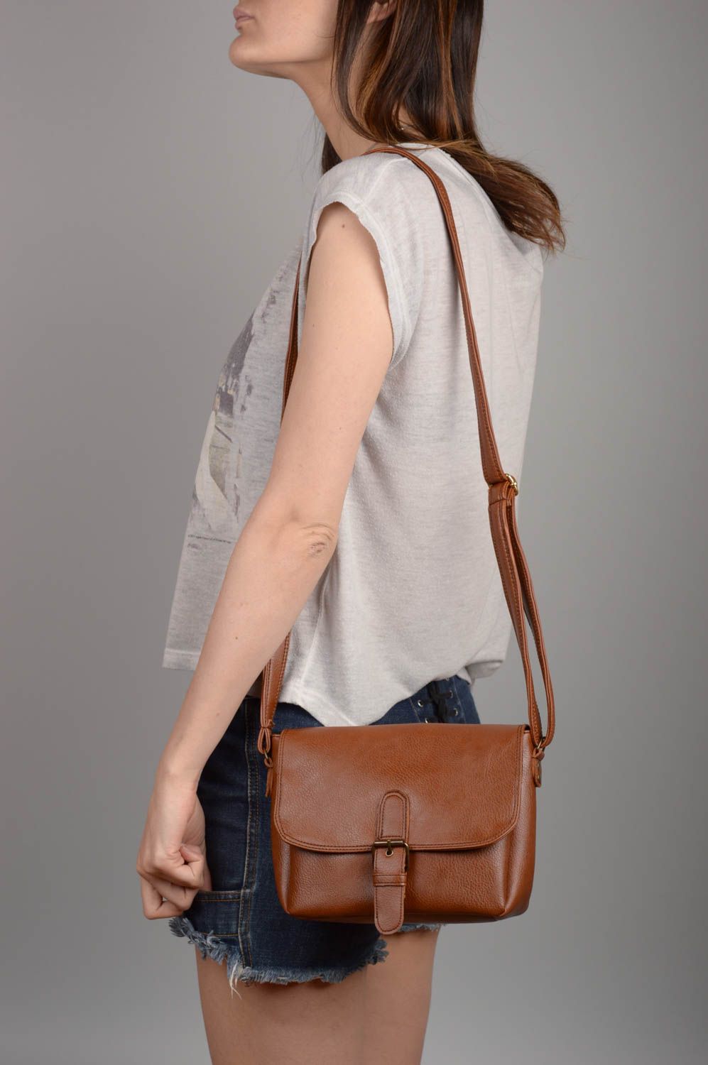 Brown small bag handmade shoulder female bag stylish designer accessory photo 5