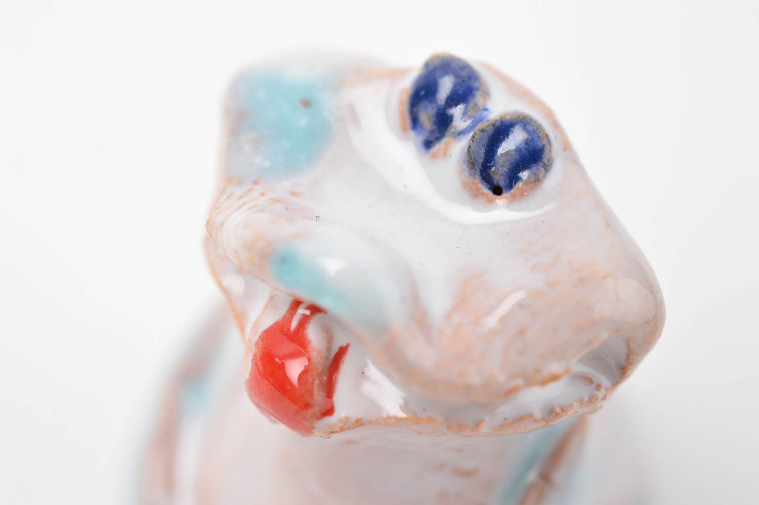 Handgemachter Frosch Keramik Deko Figur aus Ton Tier Statue Miniatur Figur
 foto 1
