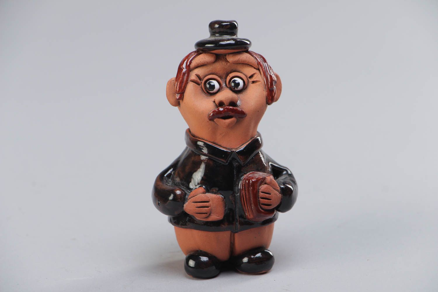 Handmade funny ceramic statuette painted with acrylics Capitalist photo 2