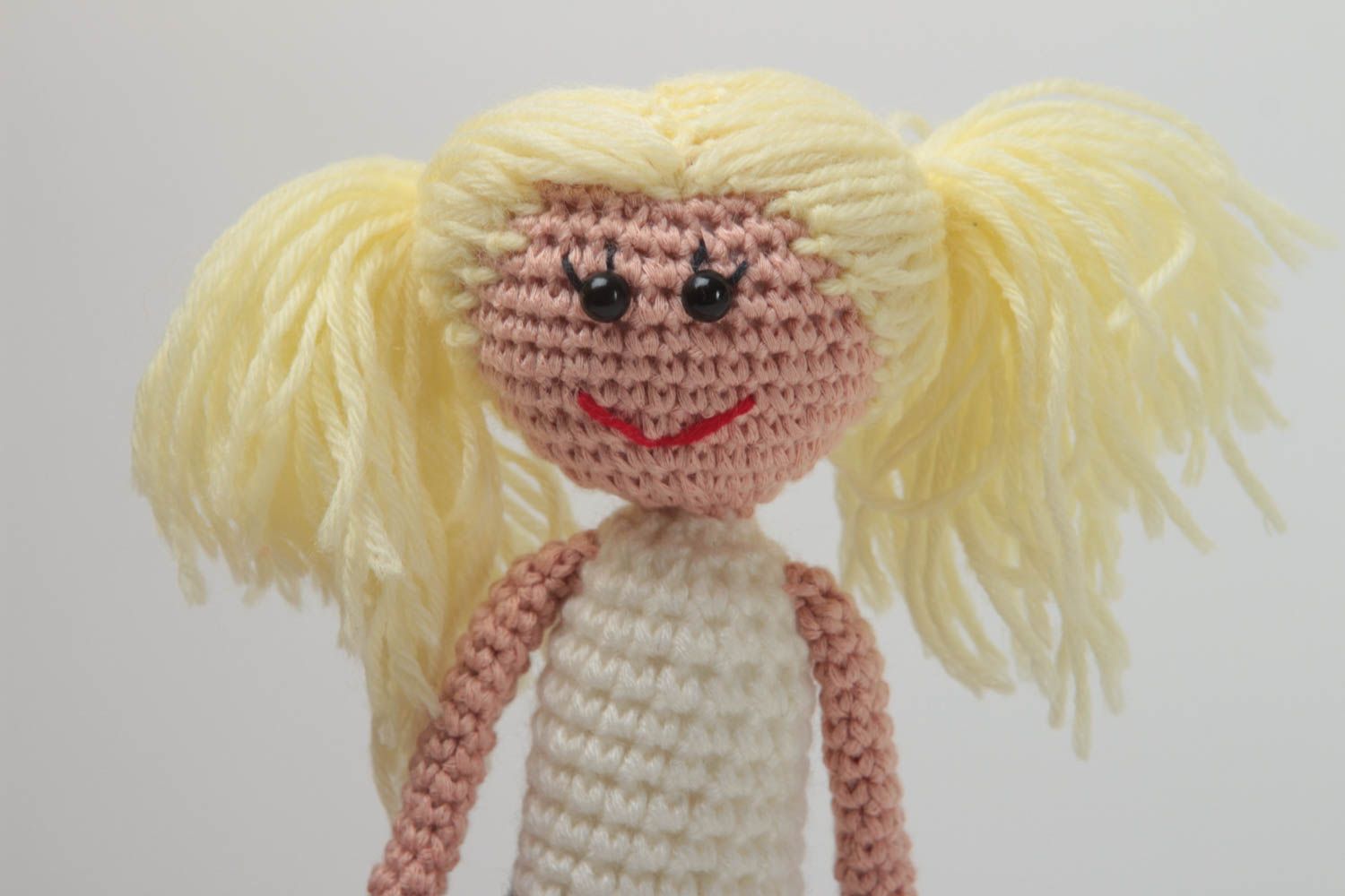 Soft stuffed toy handmade unique crocheted toy children designer doll for girl photo 4