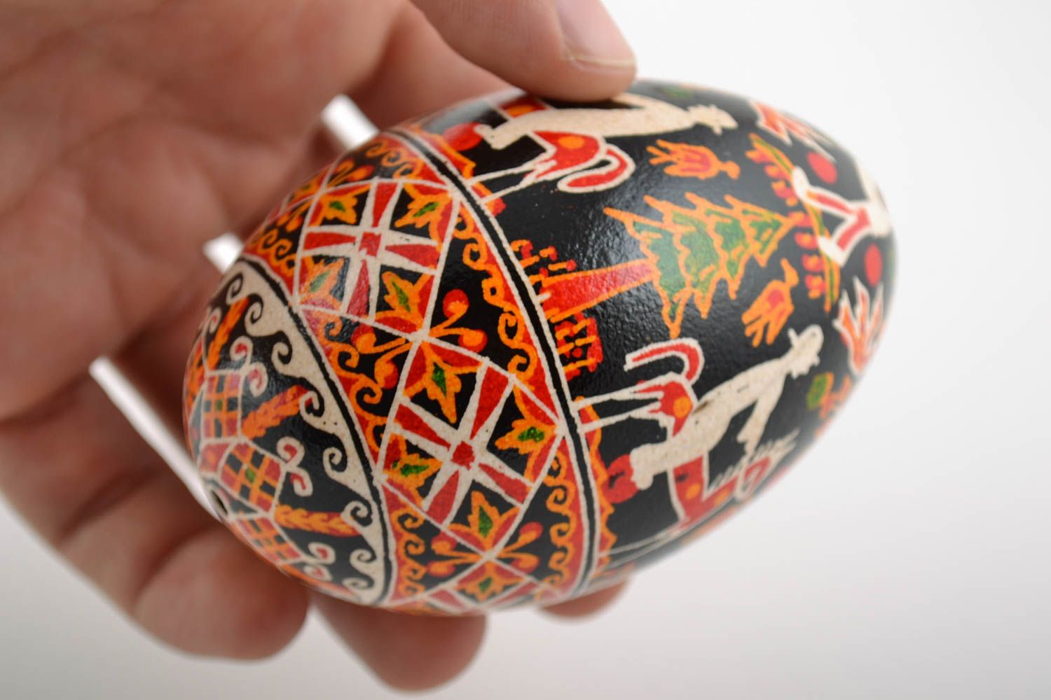 Расписное яйцо гусиное красивое подарок на Пасху цветное ручной работы фото 2