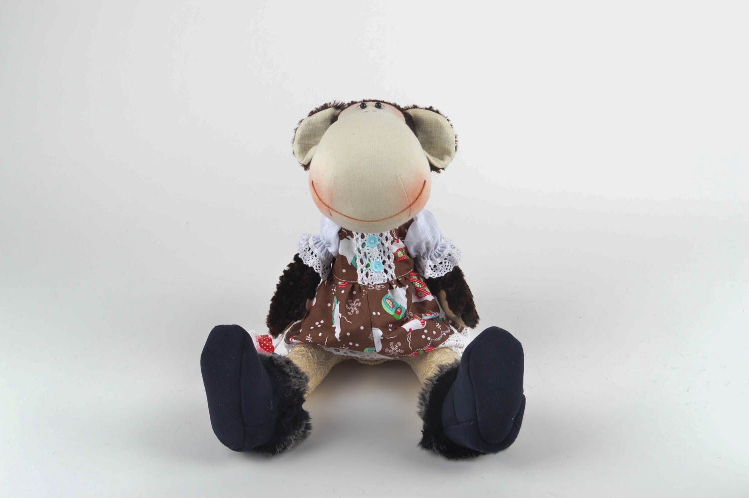 Игрушка обезьяна хэнд мэйд детская игрушка из льна мягкая игрушка оригинальная фото 5