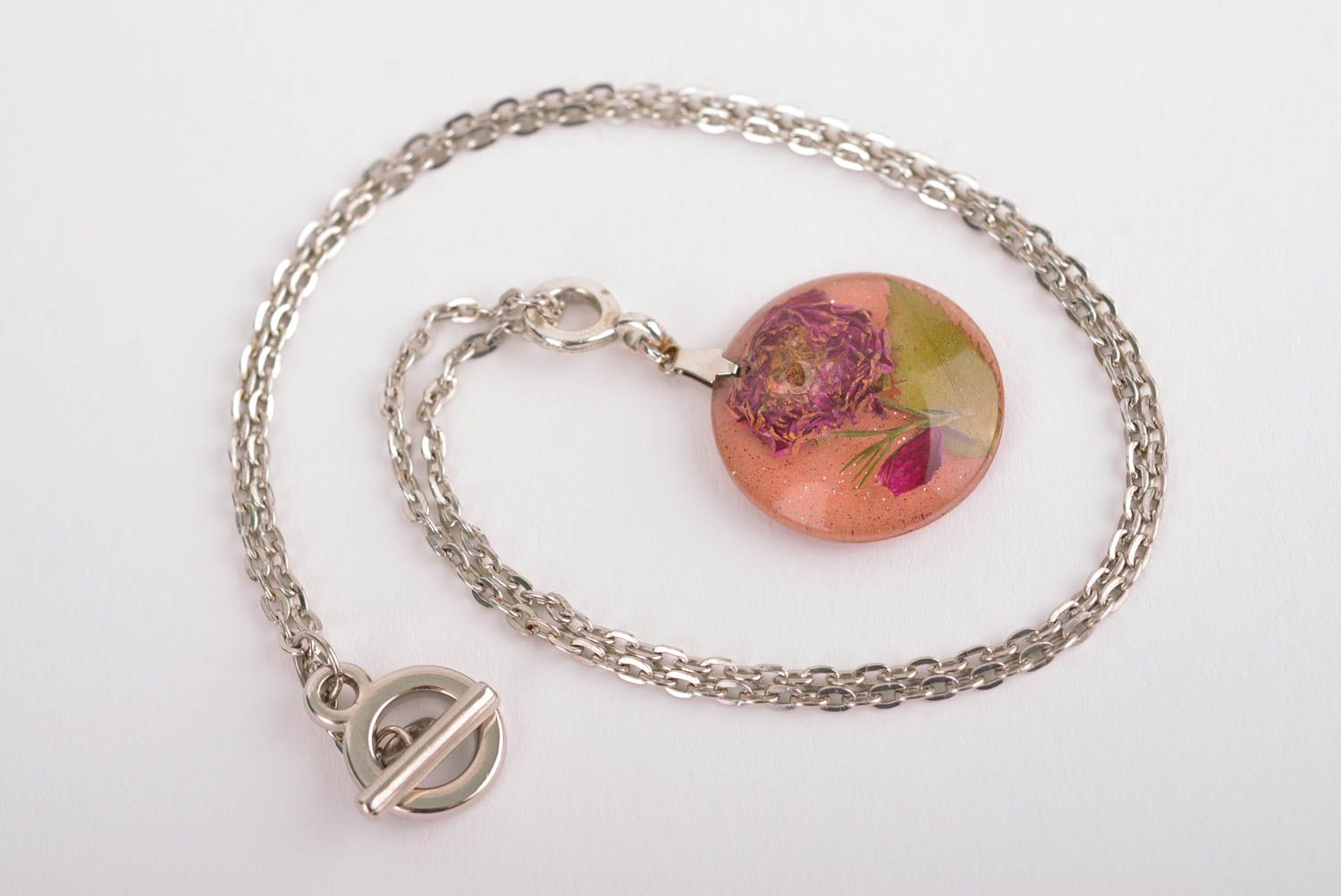 Handmade pendant unusual accessory gift for girls epoxy resin jewelry photo 2