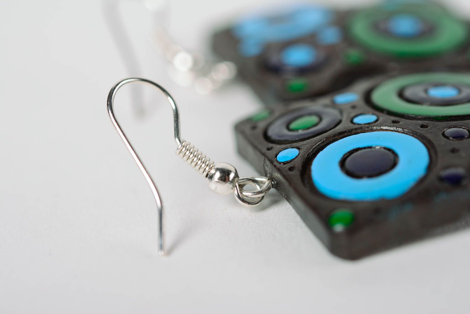 Beautiful designer clay earrings painted with color enamel handmade photo 5