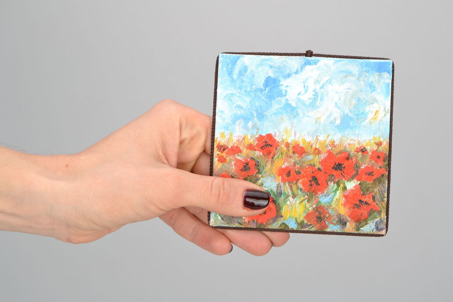 Fridge magnet painting Poppy Field photo 2