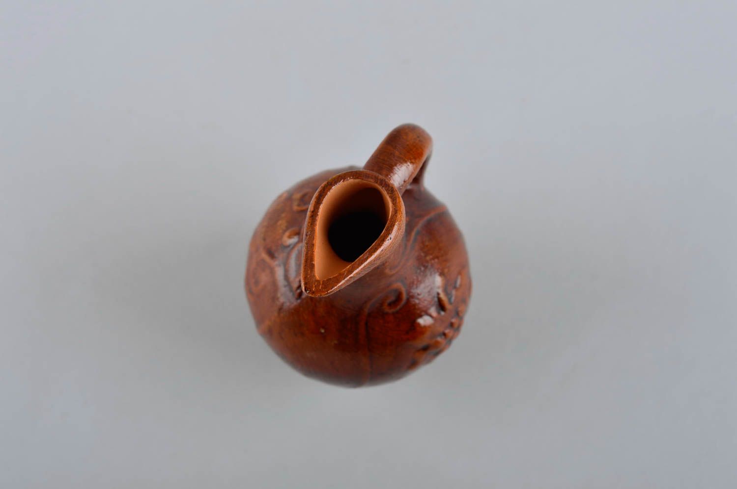 Handmade ceramic 12 oz wine carafe with handle 5 inches, 0,21 lb photo 5