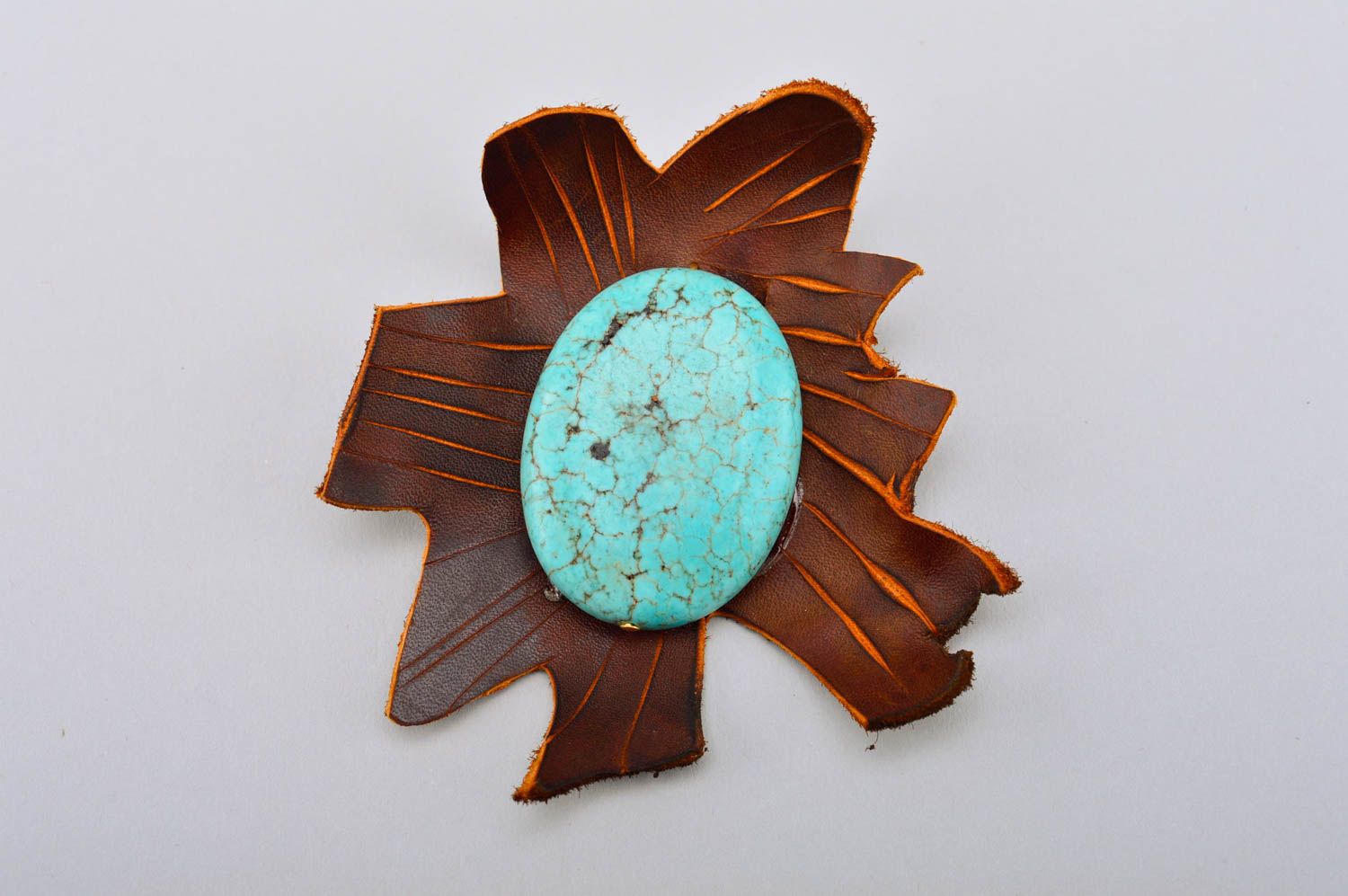 Handmade brooch designer brooch unusual brooch leather accessory gift for girls photo 2
