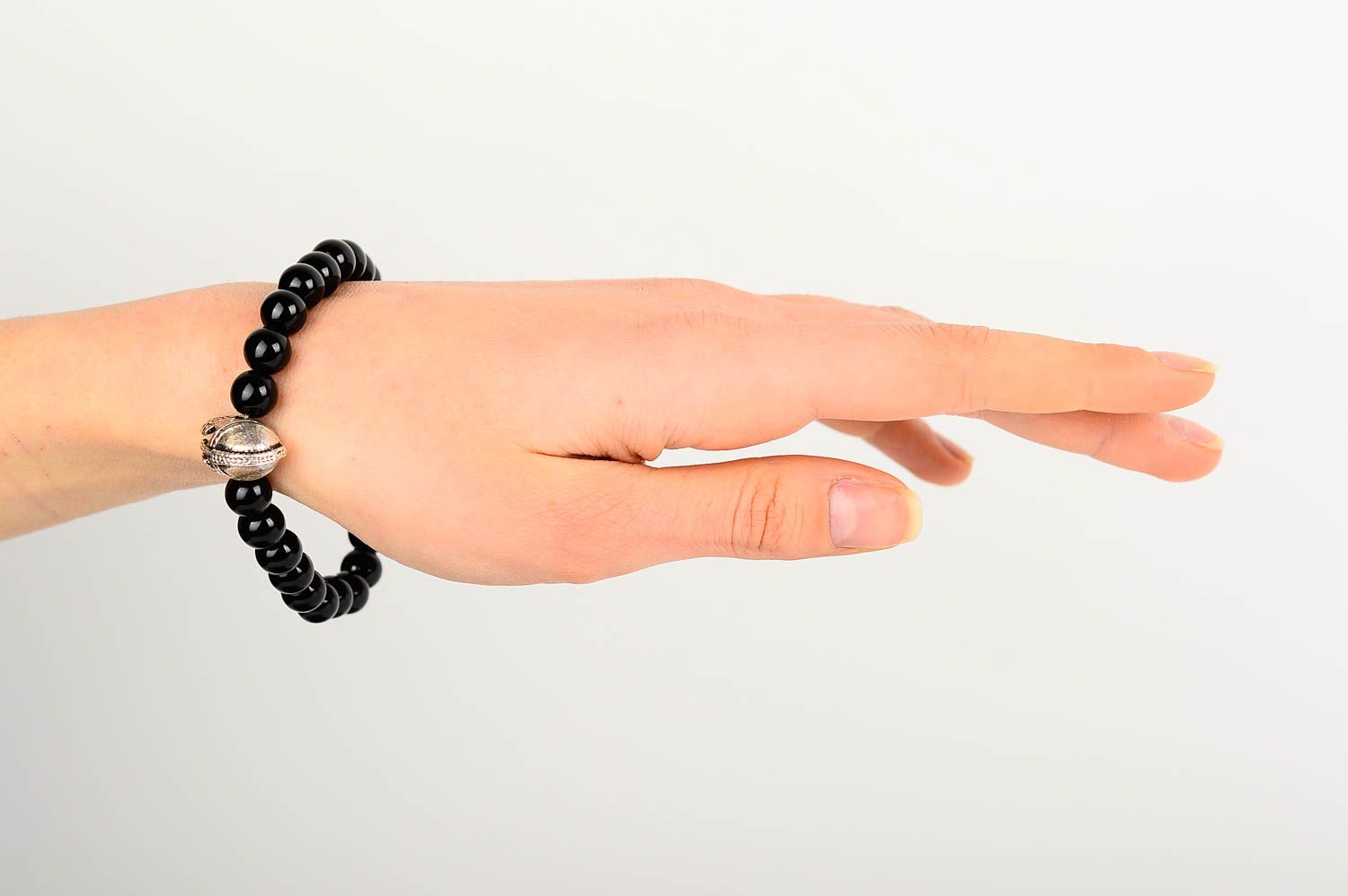 Bracelet pierres naturelles Bijou fait main noir Accessoire pour femme casual photo 2