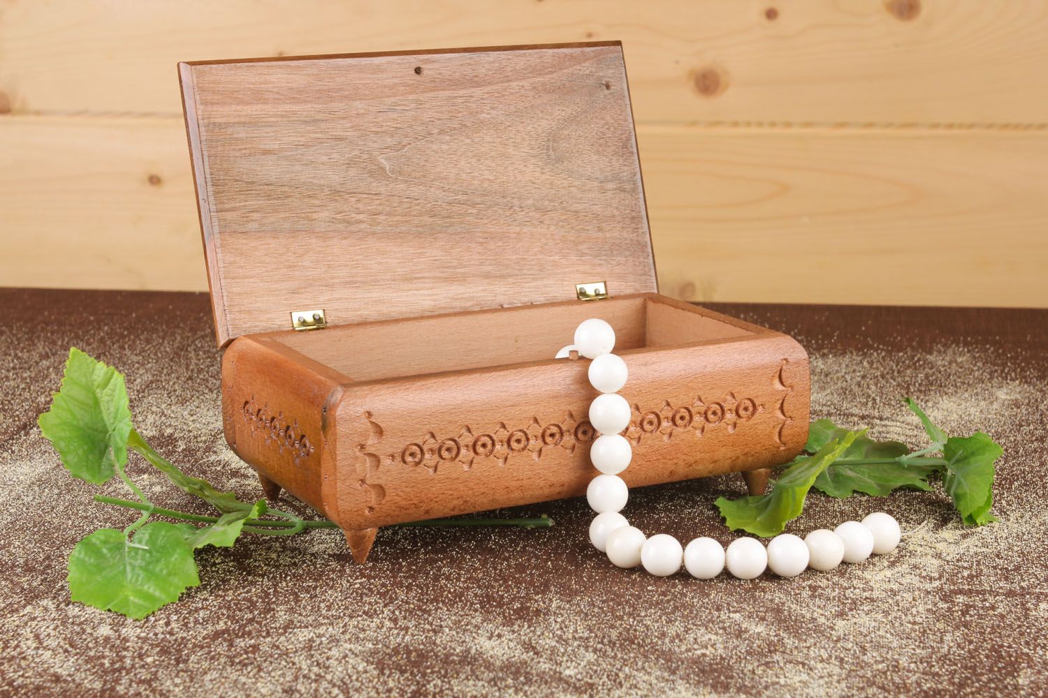 Carved wooden jewelry box photo 5
