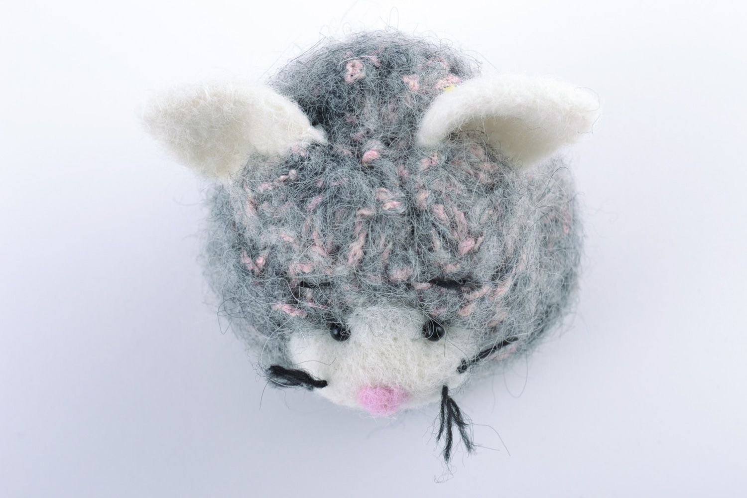 Poupée en laine Chat faite main grise petite originale cadeau pour enfant photo 2