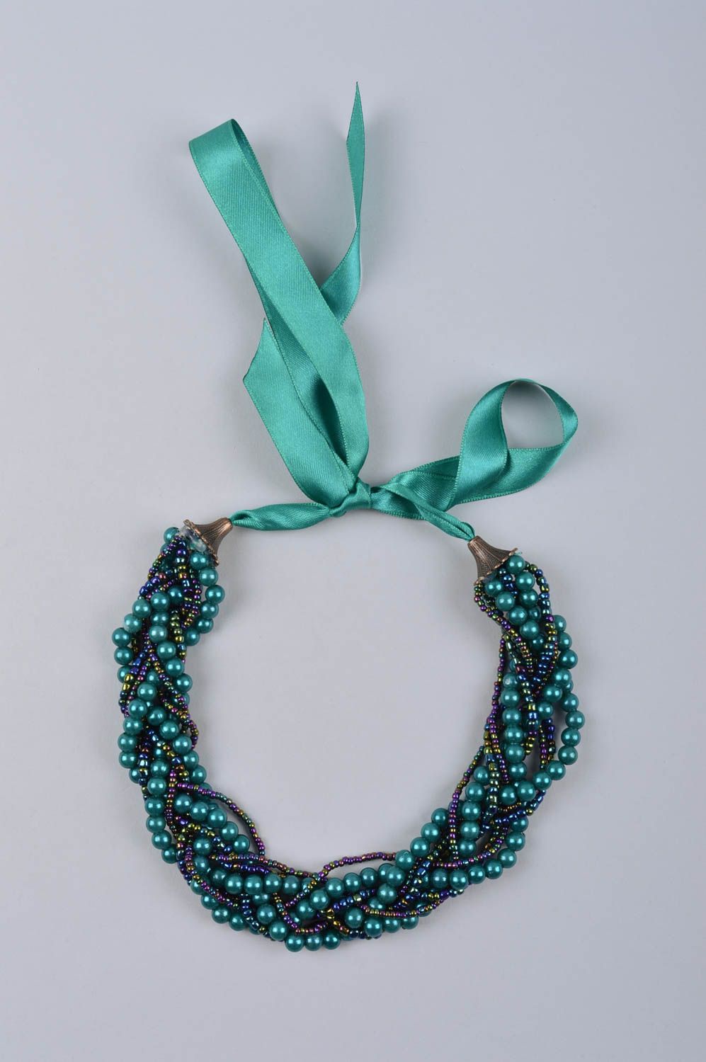 Collier vert Bijou fait main perles de rocaille en plastique Accessoire femme photo 2
