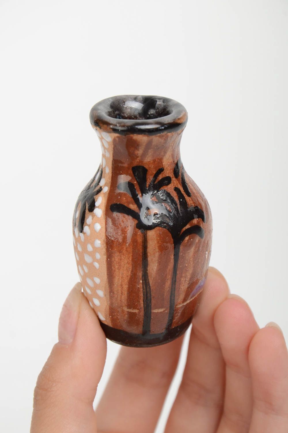 Миниатюрный расписной кувшинчик для декора или подарка глиняный ручной работы фото 4
