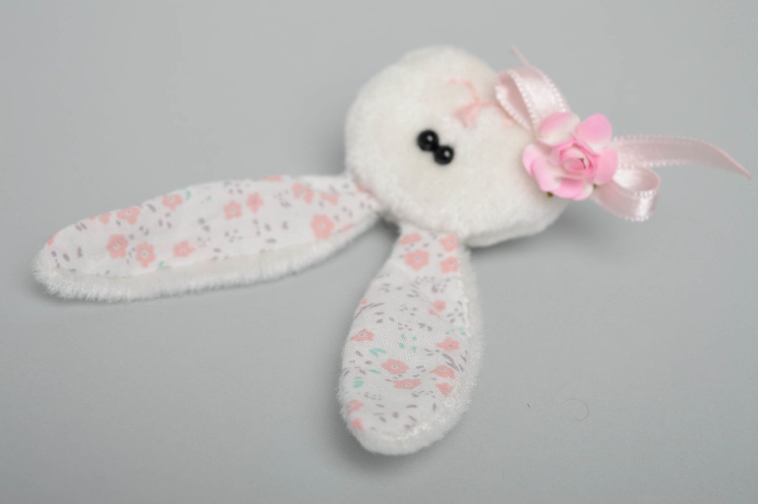 Handmade fabric brooch Rabbit photo 4