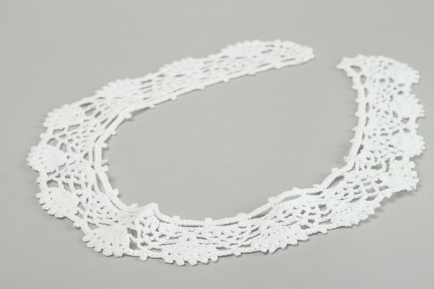 Col blanc Accessoire fait main tricoté au crochet Cadeau femme fils de coton photo 4