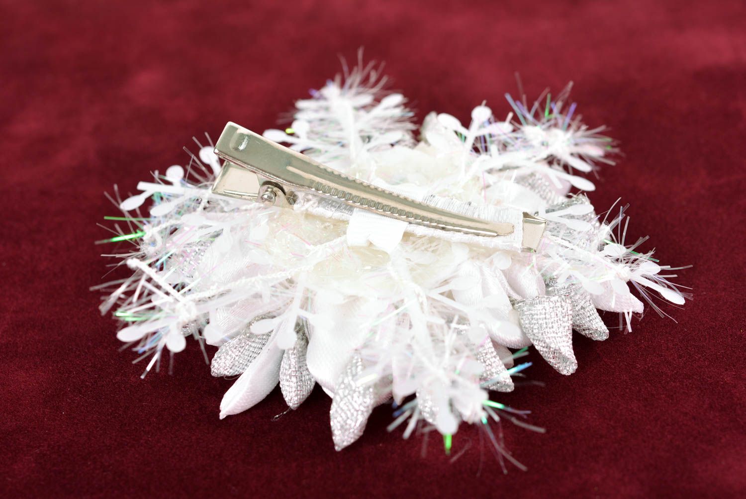 Аксессуар для волос украшение ручной работы заколка с цветком из репсовых лент фото 4