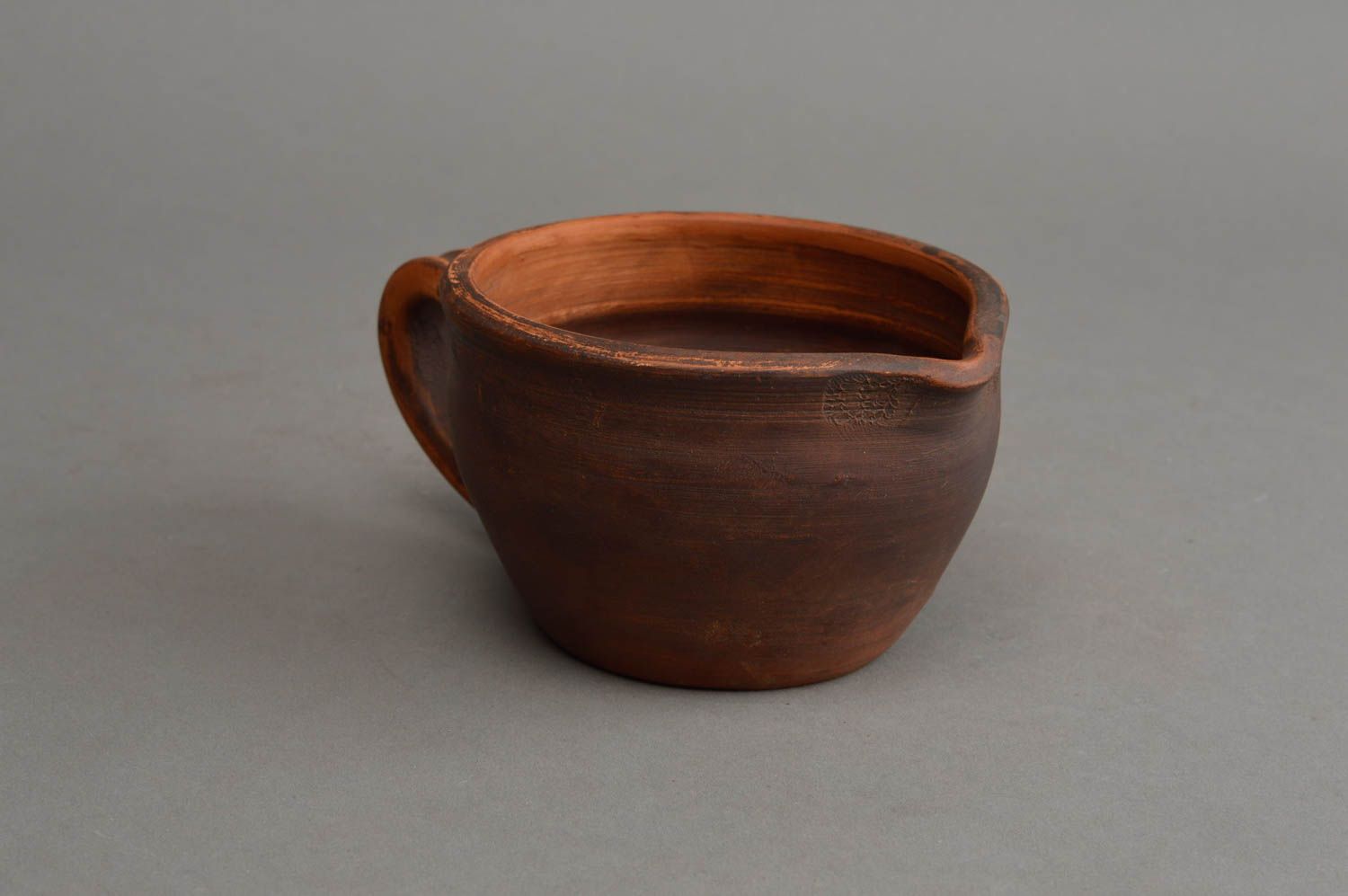 Capacity for cream made of red clay handmade pottery 250 ml decorative ceramics photo 4