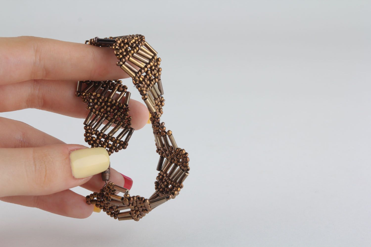 Bracelet tressé à la main en perles de rocaille  photo 4