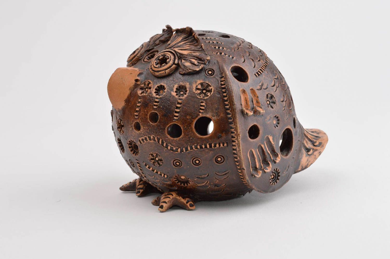Portavelas de ceramica pájaro artesanal regalo original diseño de interior  foto 2
