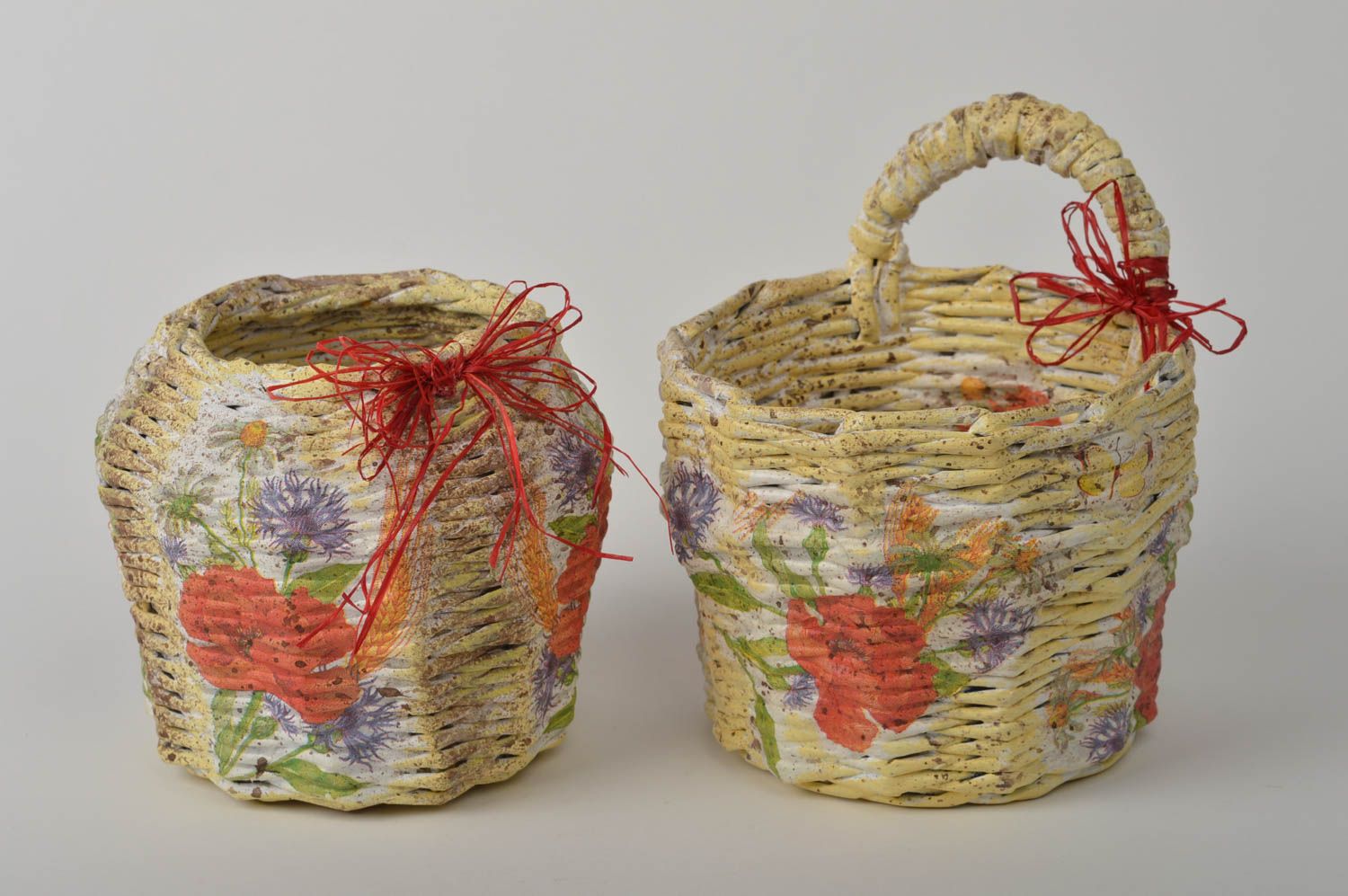 Set of two made of straw vase baskets for home décor 0,8 lb foto 3