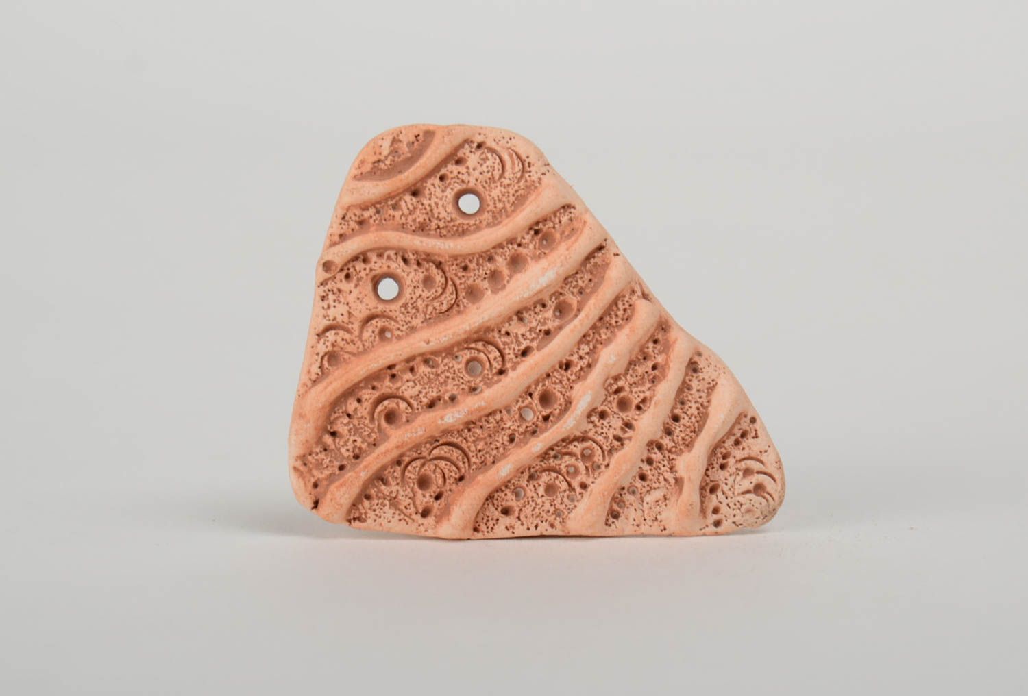 Homemade designer ceramic pendant of unusual shape for creative work photo 2