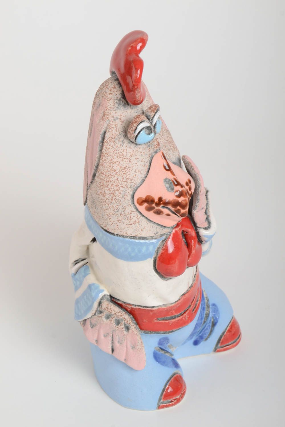 Handmade Keramik Spardose Hahn Geschenk für Kinder originell Haus Deko aus Ton foto 5
