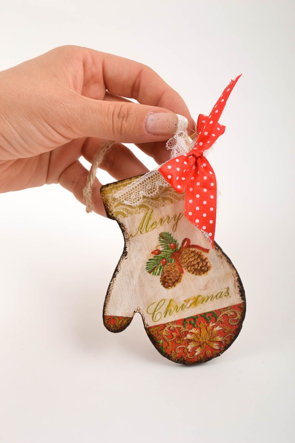 Colgante decorativo manopla artesanal decoración navideña regalo original foto 5