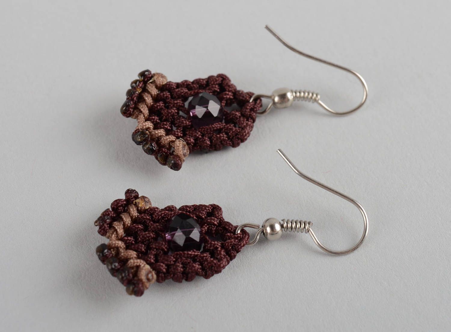 Handmade earrings beaded earrings knitted jewelry unusual gift designer earrings photo 5