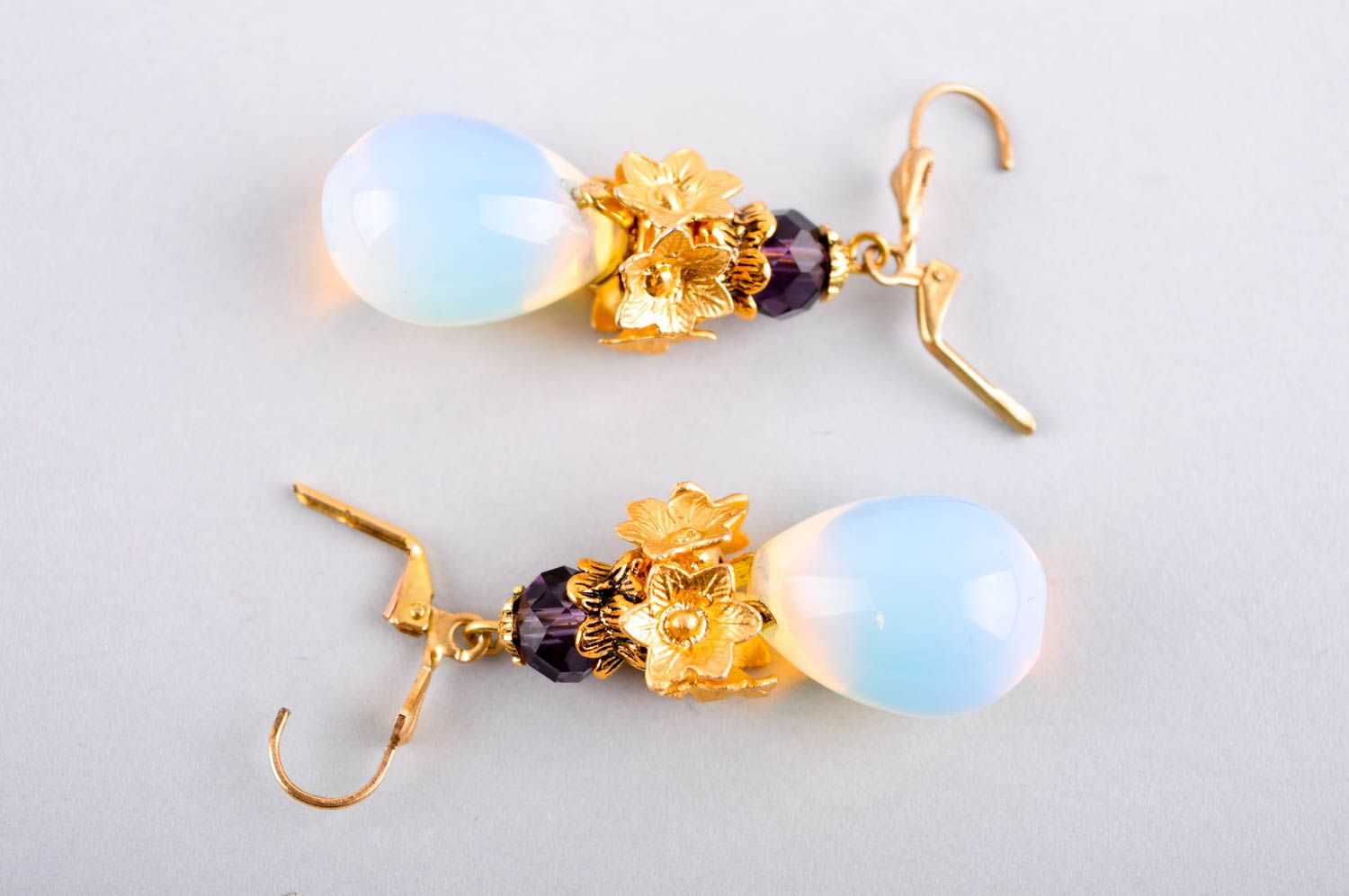 Handmade earrings designer accessory unusual earrings with stones gift ideas photo 5