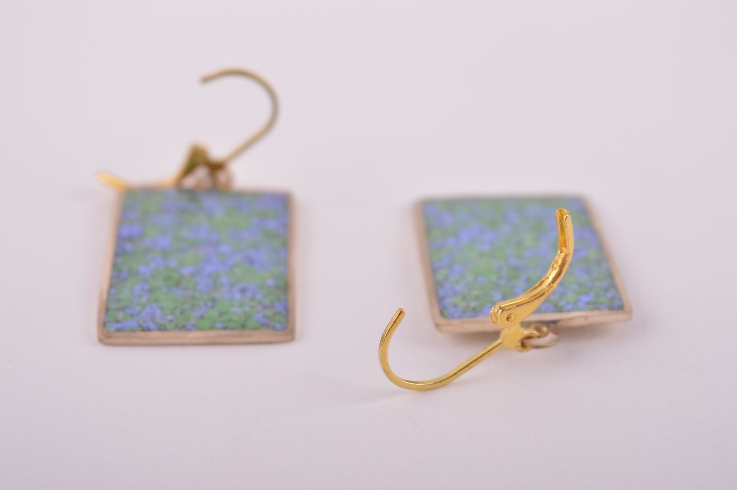 Украшение из латуни handmade серьги из натуральных камней модные серьги голубые фото 3