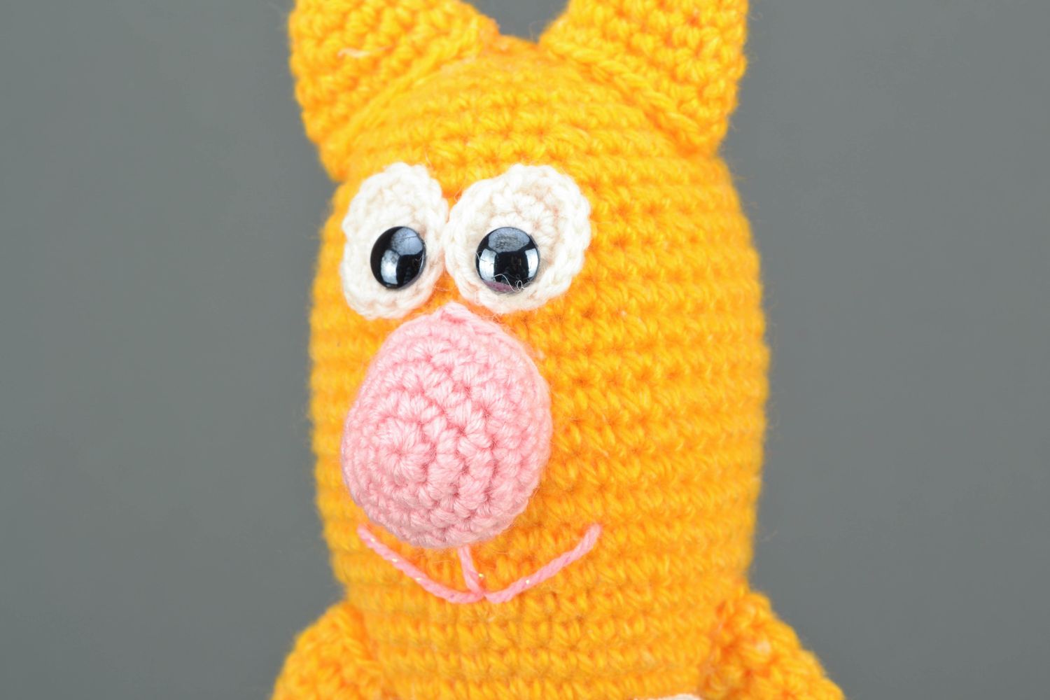 Peluche tricotée au crochet Chat jaune photo 3
