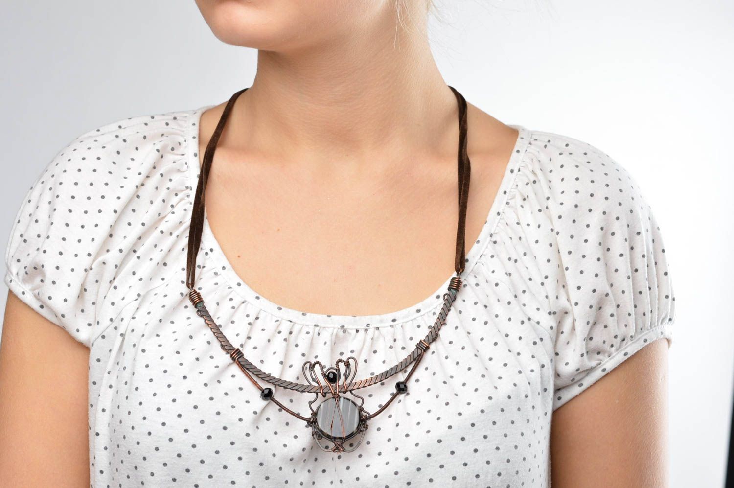 Beautiful handmade metal pendant gemstone pendant necklace beautiful jewellery photo 2