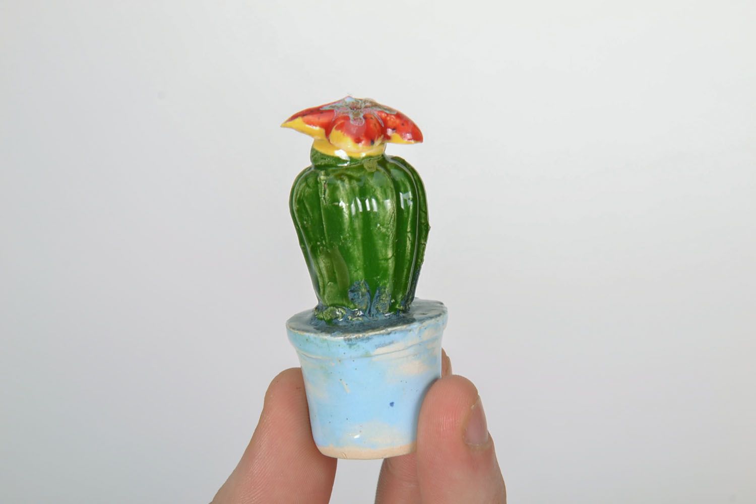 Statuette décorative faite main en argile peinte miniature souvenir Cactus photo 2