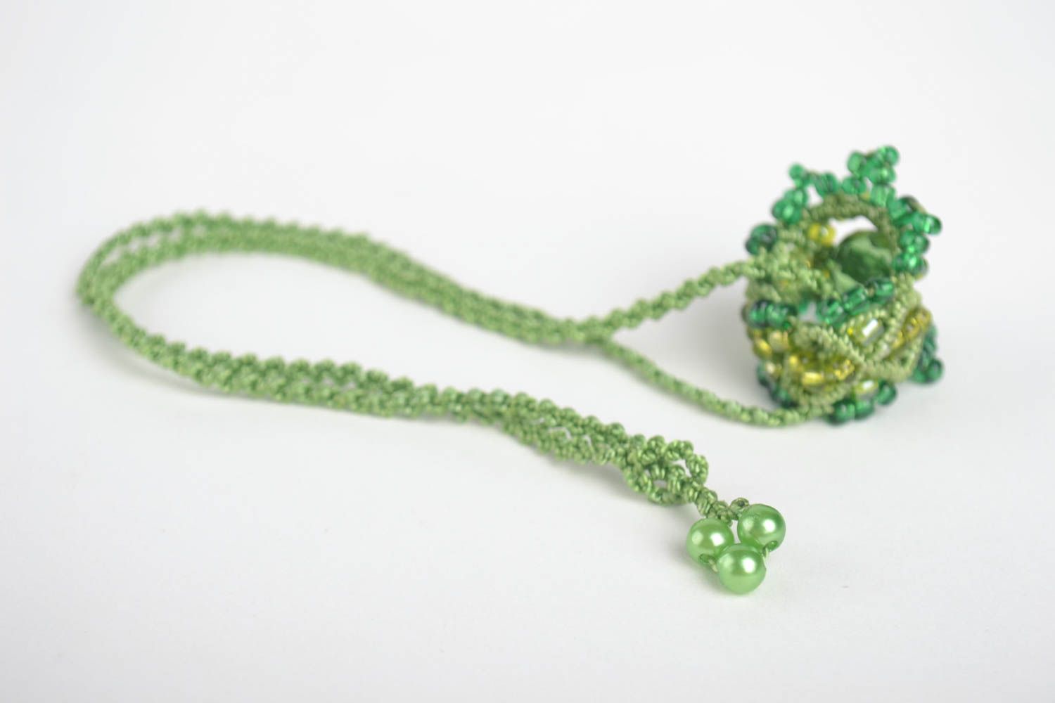 Handmade pendant unusual gift macrame pendant beaded jewelry gift ideas photo 2