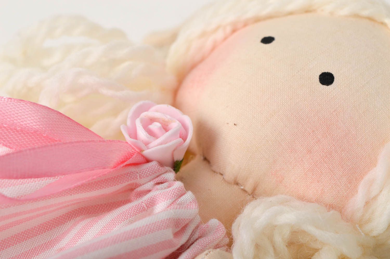 Кукла ручной работы кукла из ткани розовая мягкая кукла авторского дизайна фото 3