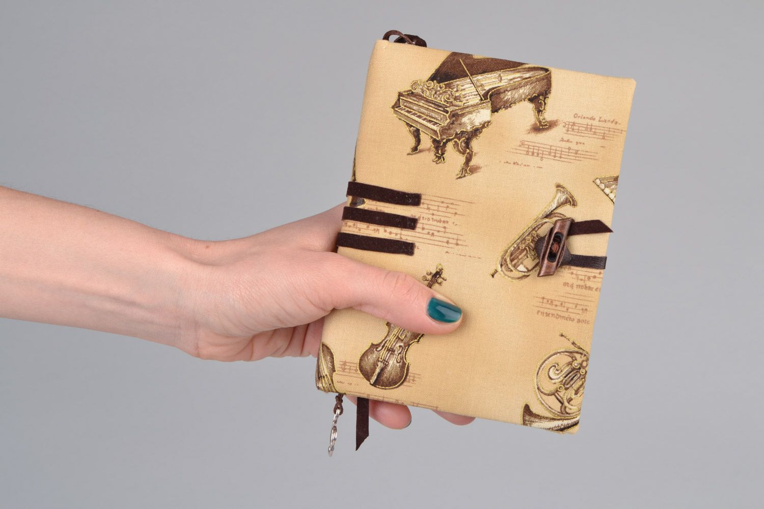 Carnet de notes fait main 100 pages couverture tissu avec marque-page Violon photo 2