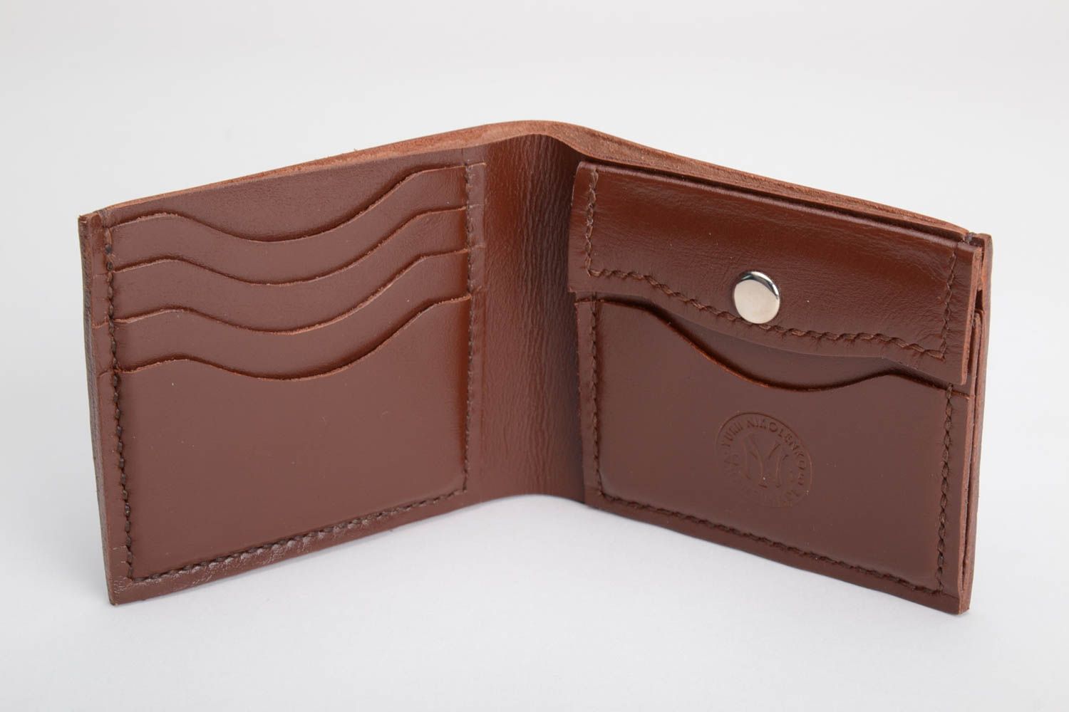 Originelle braune Geldbörse aus Leder handmade stilvoll Accessoire für Männer foto 8