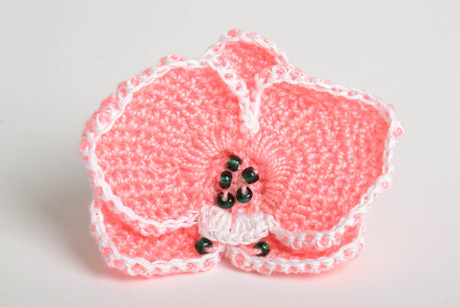 Unusual handmade crochet scrunchie flower hair tie designer hair accessories photo 3