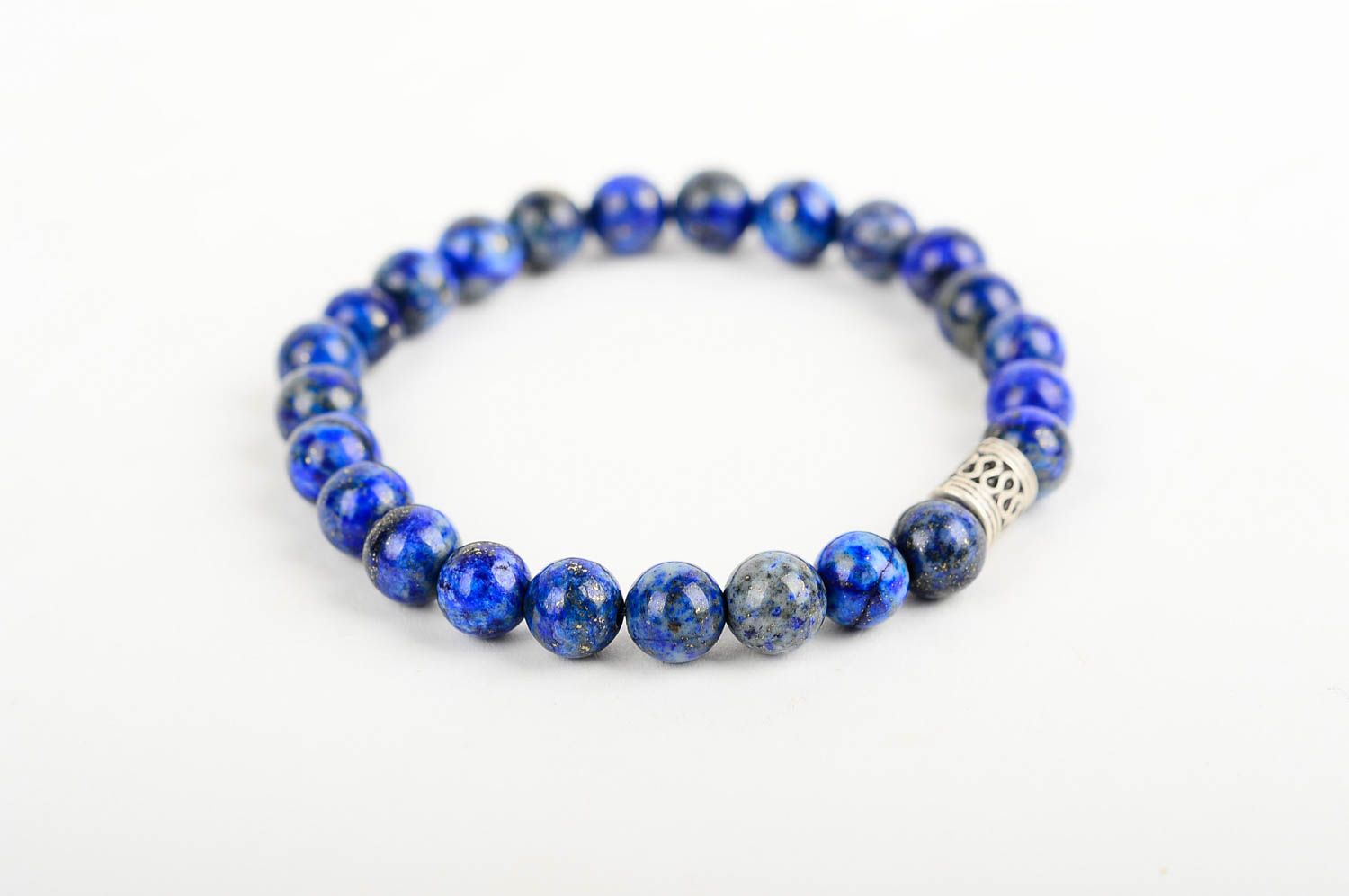Bracelet pierres naturelles Bijou fait main bleu Accessoire pour femme photo 3