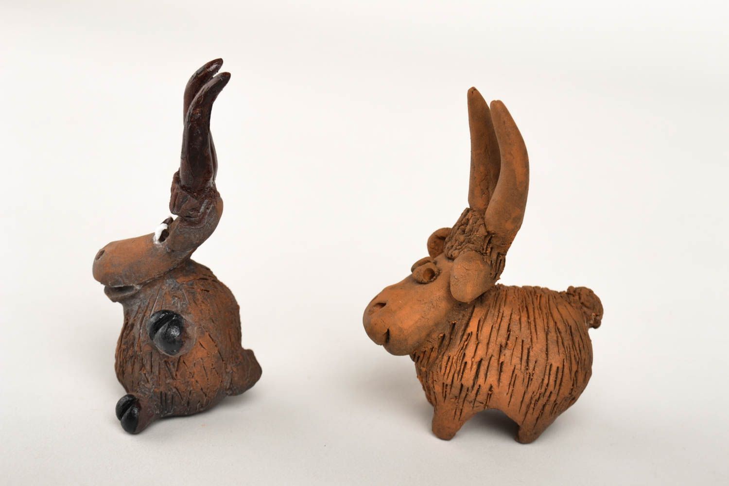 Figuren Set handmade Deko Ton Tiere Keramik Deko 2 Stück ausgefallen in Braun foto 2
