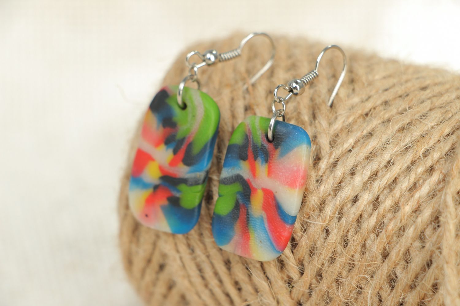Beautiful colorful polymer clay earrings  photo 4