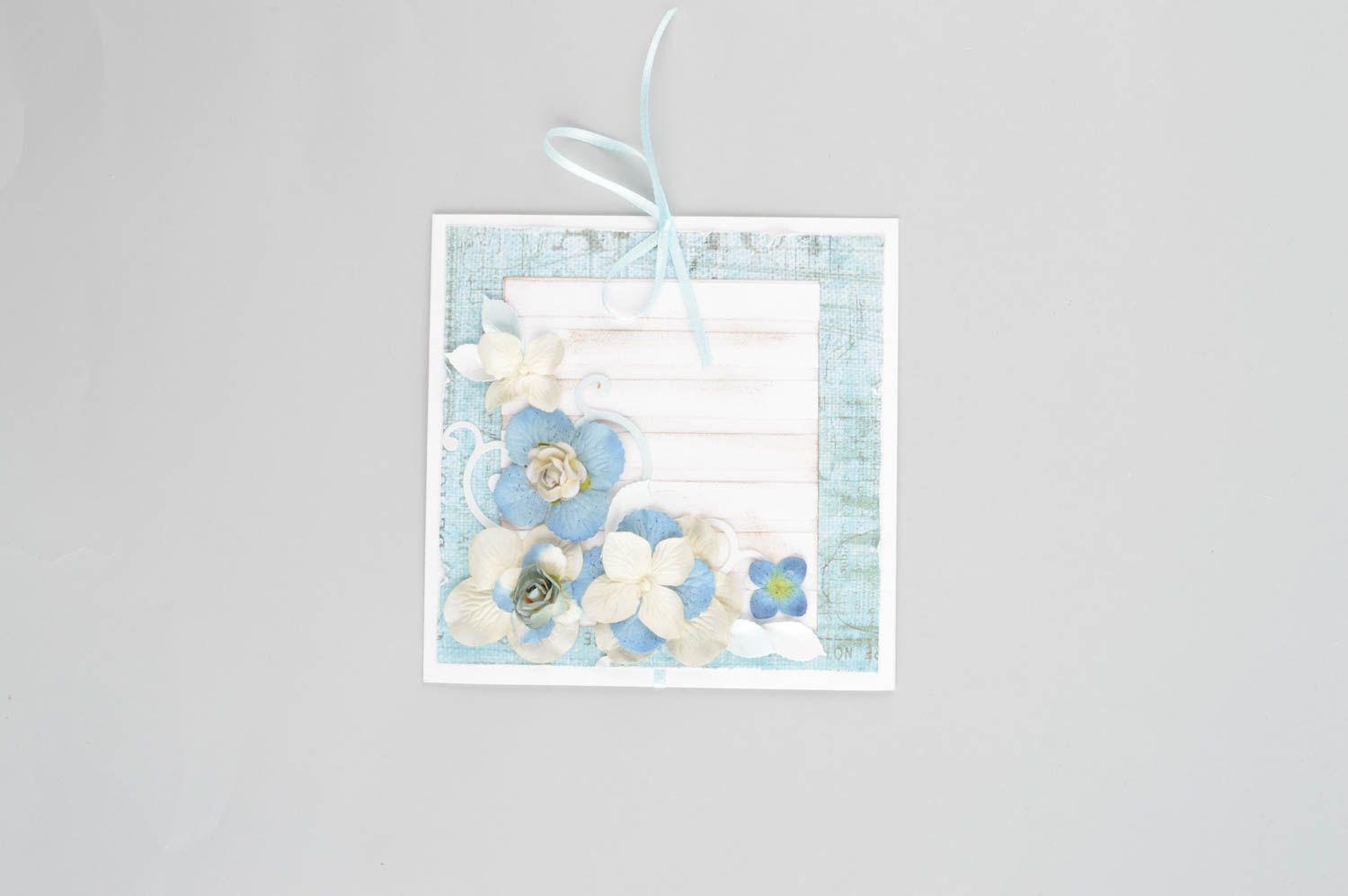 Enveloppe fait main Enveloppe à cd Idée cadeau papier fleurs bleu clair photo 5