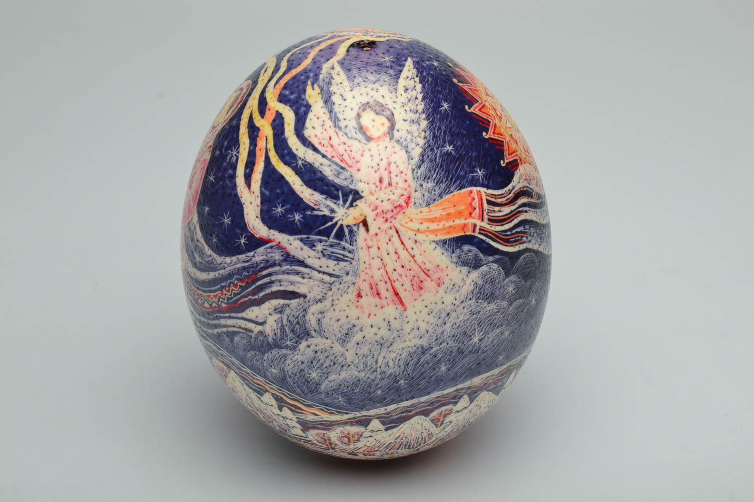 Handmade decorative egg with ethnic drawing photo 4