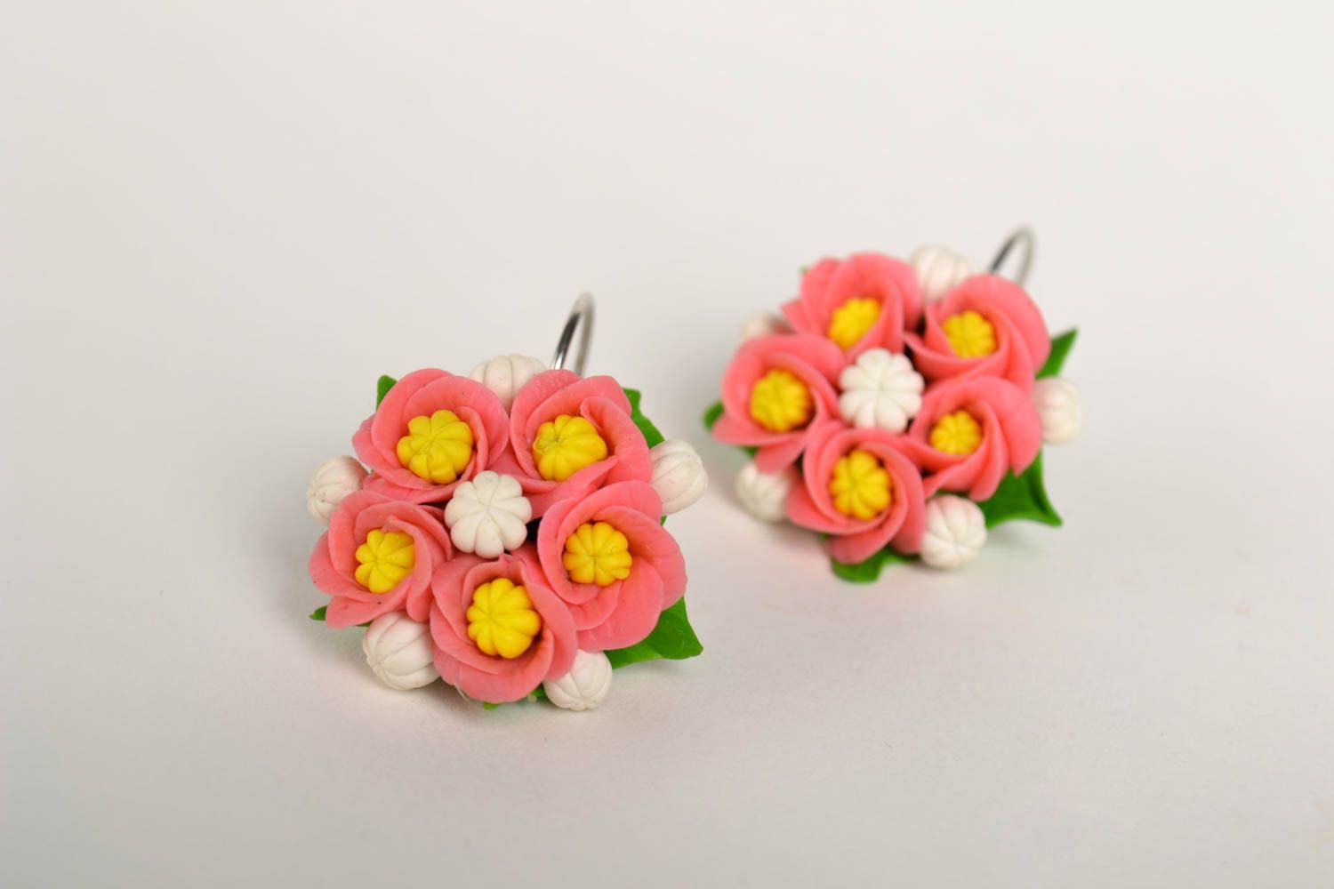 Handmade earrings flower earrings porcelain earrings fashion bijouterie  photo 4