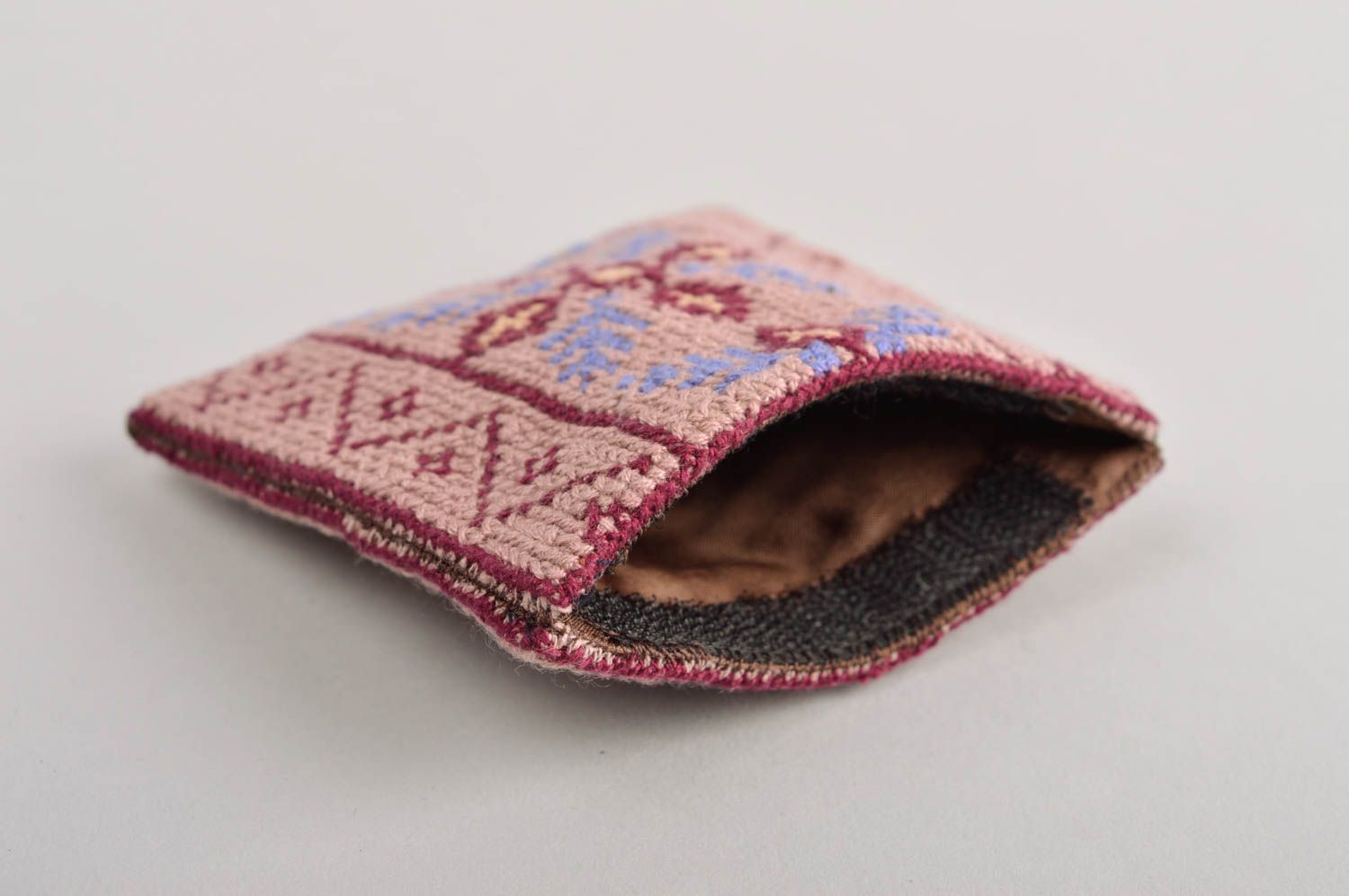 Женский кошелек ручной работы кошелек из ткани вышитый кошелек крестиком фото 4