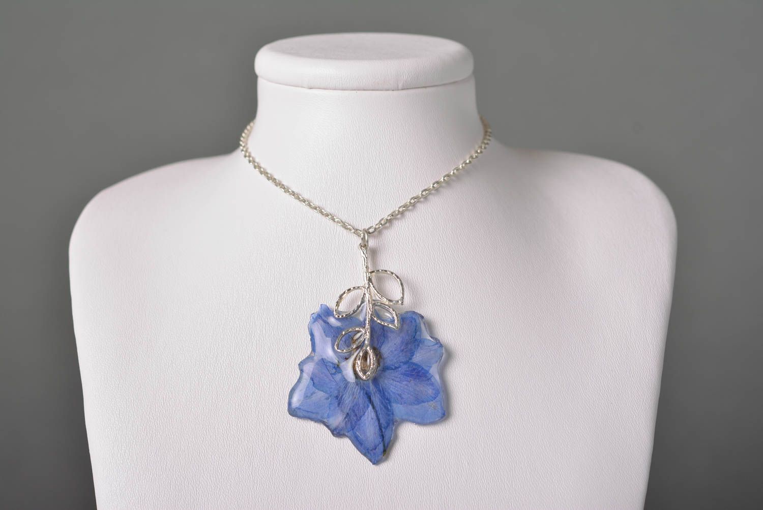 Jewelry with natural flower handmade chain pendant chain jewelry botanic pendant photo 2
