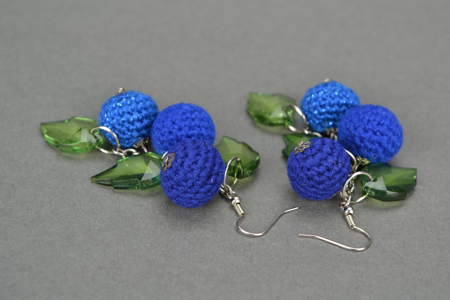Lace crochet earrings Blue Berry photo 4