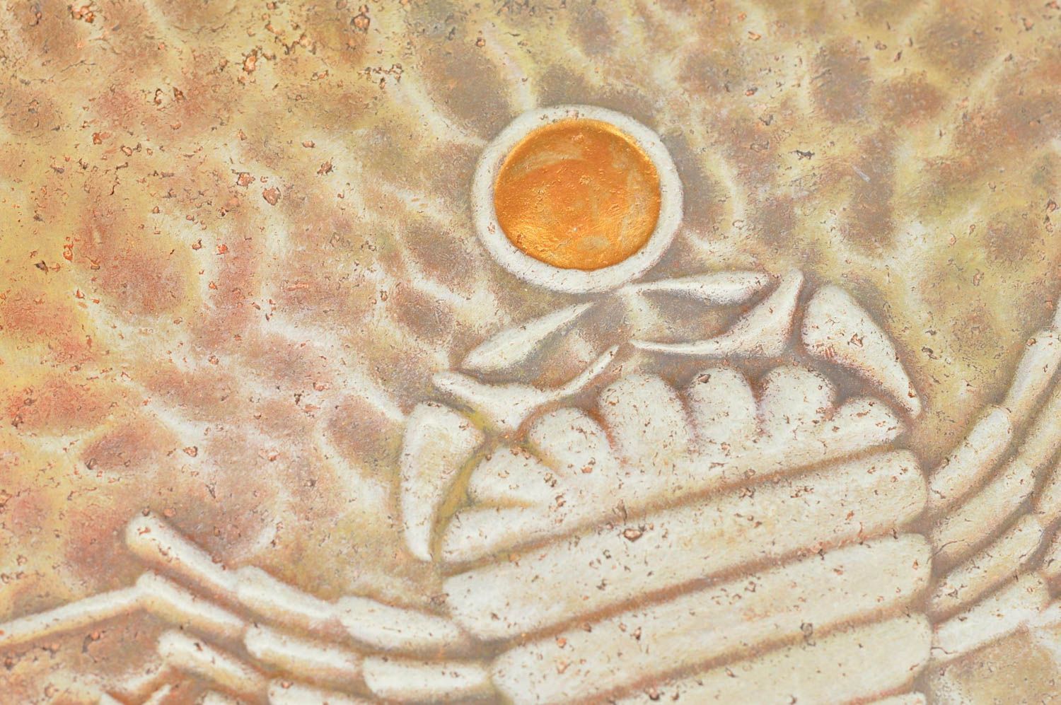 Панно с раком знаком зодиака из глины ручной работы авторское красивое фото 5