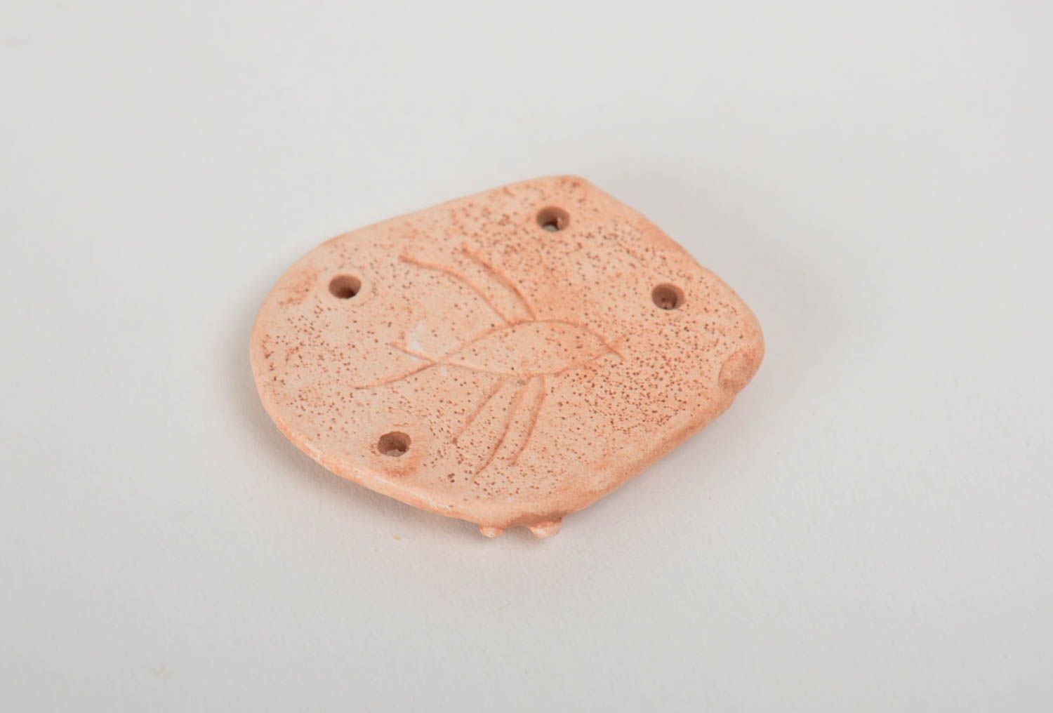 Handmade designer ceramic jewelry component with opening for pendant making  photo 3